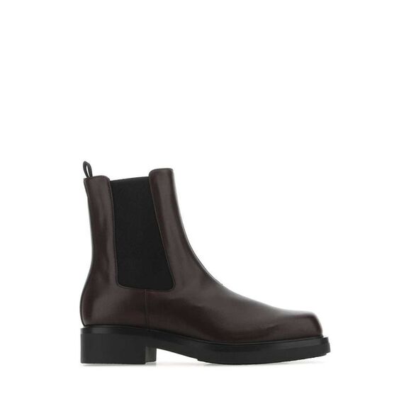 Prada Men Aubergine Leather Ankle Boots